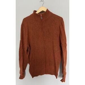 Mens Joseph Jos A Bank Lambs Wool Rust Quarter Zip Warm Winter Sweater Large
